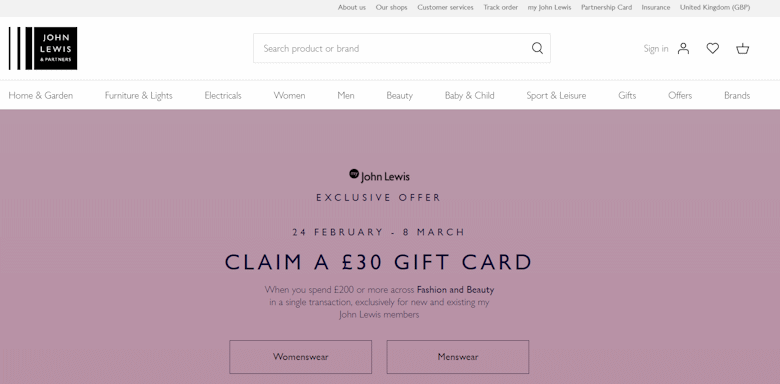 John Lewis website makes international shopping easy